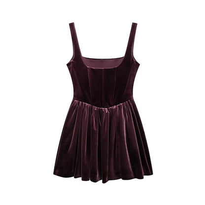 Women Clothing Autumn Velvet Corset Dress