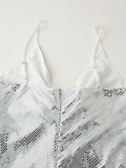 Women Clothing Sequined Long Hollow Cutout Decorative Suspender