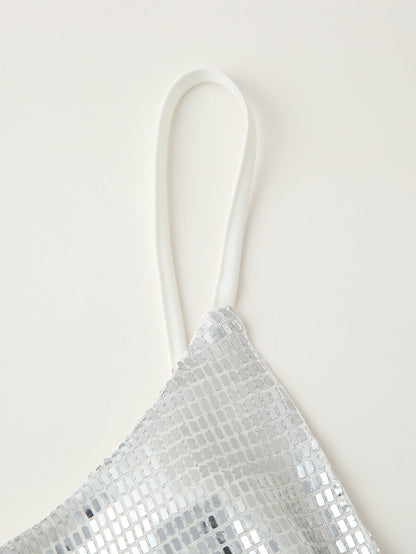 Women Clothing Sequined Long Hollow Cutout Decorative Suspender