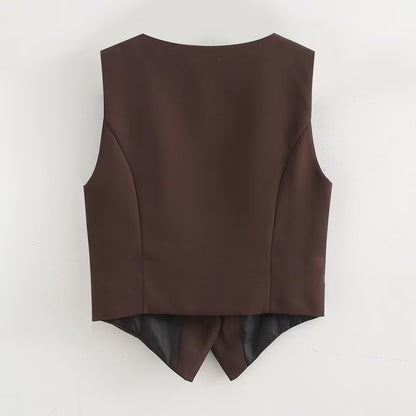 Fall Sets Women Clothing Side Slit Vest Wide Leg Pants
