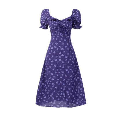 Spring Summer Sense Square Neck Cinched Slim Sexy Backless Mid Length Dress Women Clothing