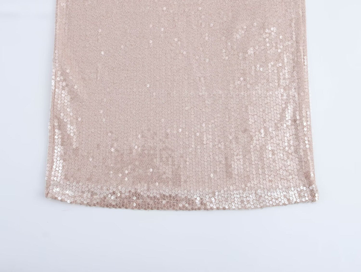 Women French Sequin Pleated Halter Dress