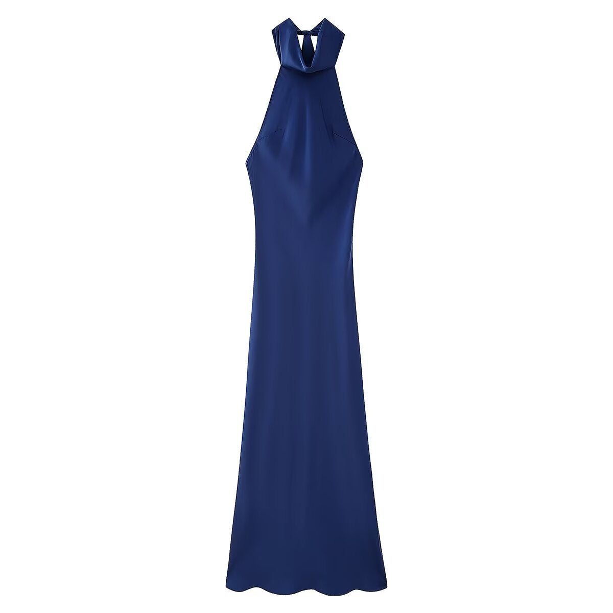 Two Color Hanging Collar Sleeveless Maxi Dress Spring