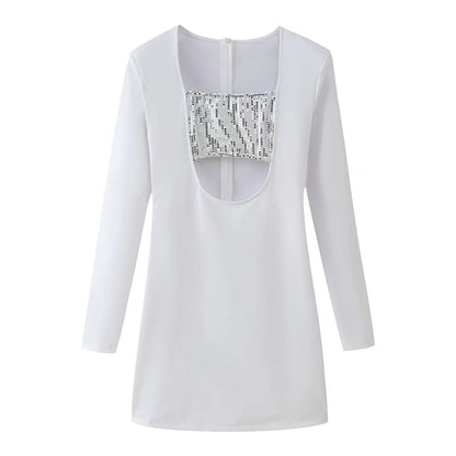 Women Clothing Sexy Party Sexy Sequined Corset Hollow Out Cutout out Cinched Hip Wrap Dress