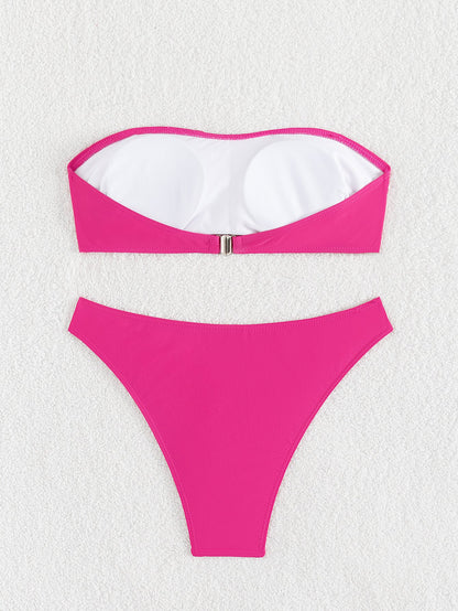 Split Swimsuit Women Rose Flat Bikini Sexy High Waist Bikini Swimsuit