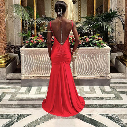 Women Clothing Camisole off Neck Sexy Backless Slim Fit Maxi Dress