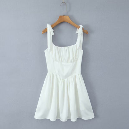 Summer Sexy Tight Fit Slim Fit Figure Flattering Bow Tied Spaghetti Strap Dress