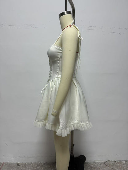 Lace up Design Splicing Sling Dress