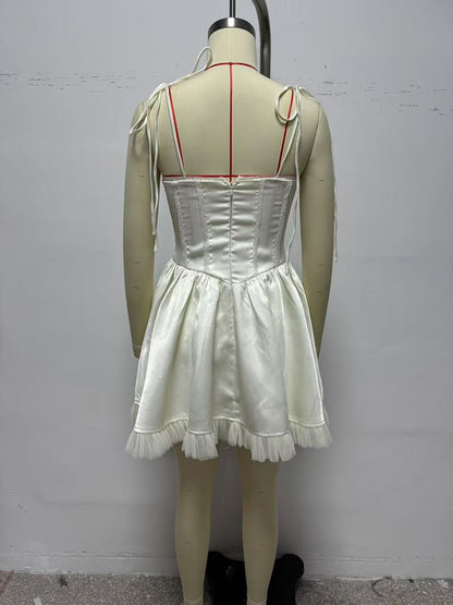 Lace up Design Splicing Sling Dress