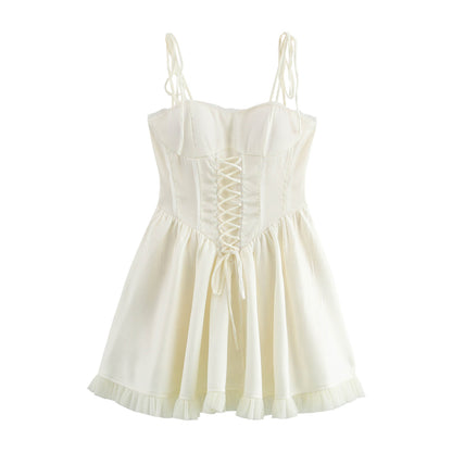 Lace up Design Splicing Sling Dress