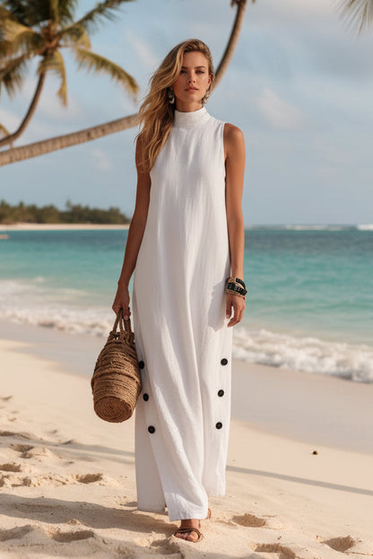 Sleeveless Midi Dress – Side Slits & Loose Fit