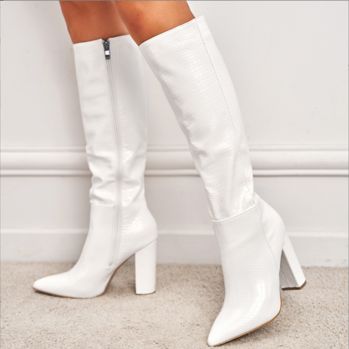 Ladies Boots High Heel Chunky Heel Straight Boots Middle Boots Stylish Boots Knight Boots