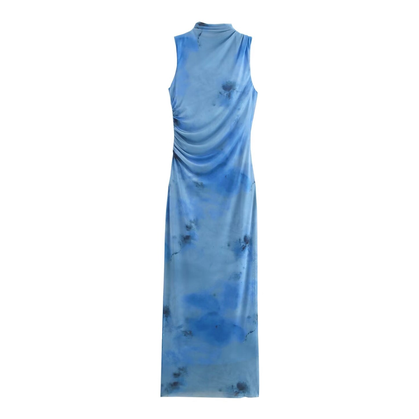 Women French Simplicity Slim Print Pleated Dress