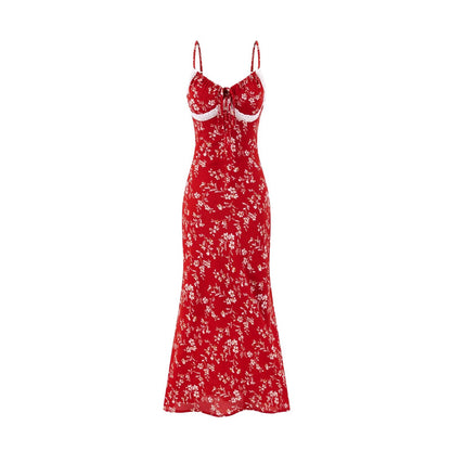 Summer Vintage Waist Controlled Slimming Sling Sheath Fishtail Dress Dress Women