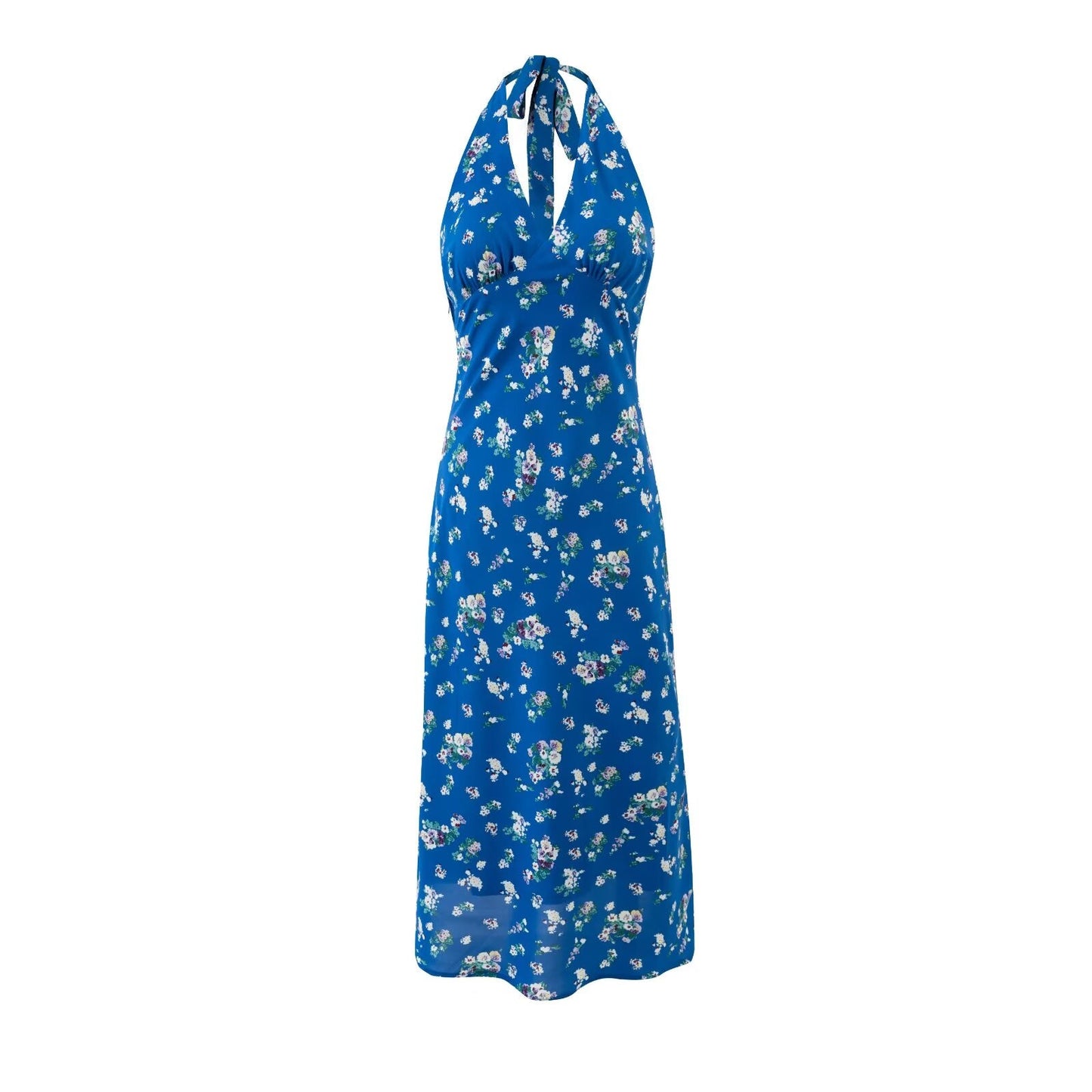 Spring Sexy Vacation Sexy V neck Strap Halterneck Printed Dress