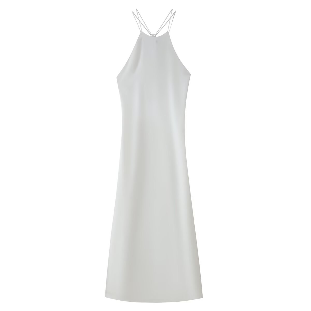 Women Clothing Products Back Decorative Satin Sling Dress