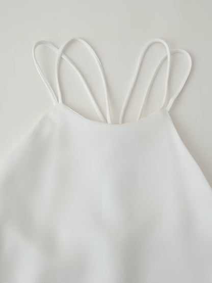 Women Clothing Products Back Decorative Satin Sling Dress
