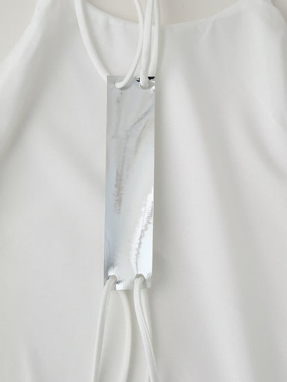 Women Clothing Products Back Decorative Satin Sling Dress