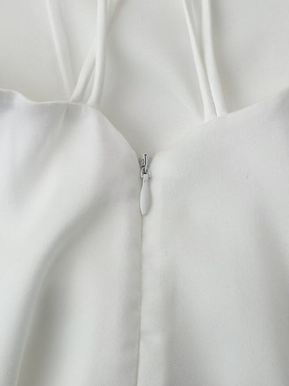 Women Clothing Products Back Decorative Satin Sling Dress