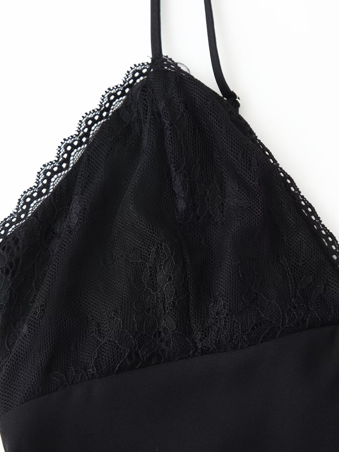 Spring Summer Sexy Halter Backless Lace V neck Patchwork Suspender