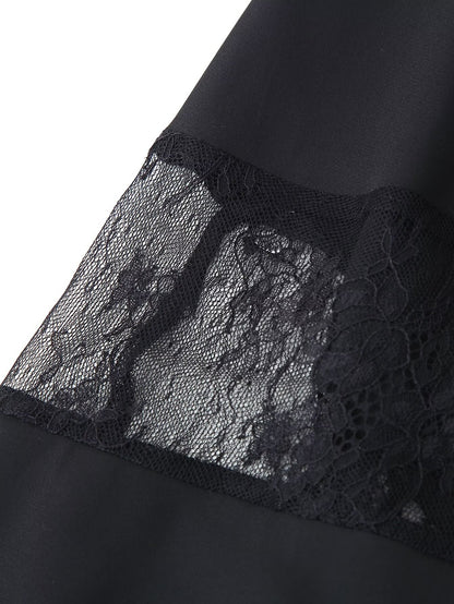 Spring Summer Sexy Halter Backless Lace V neck Patchwork Suspender