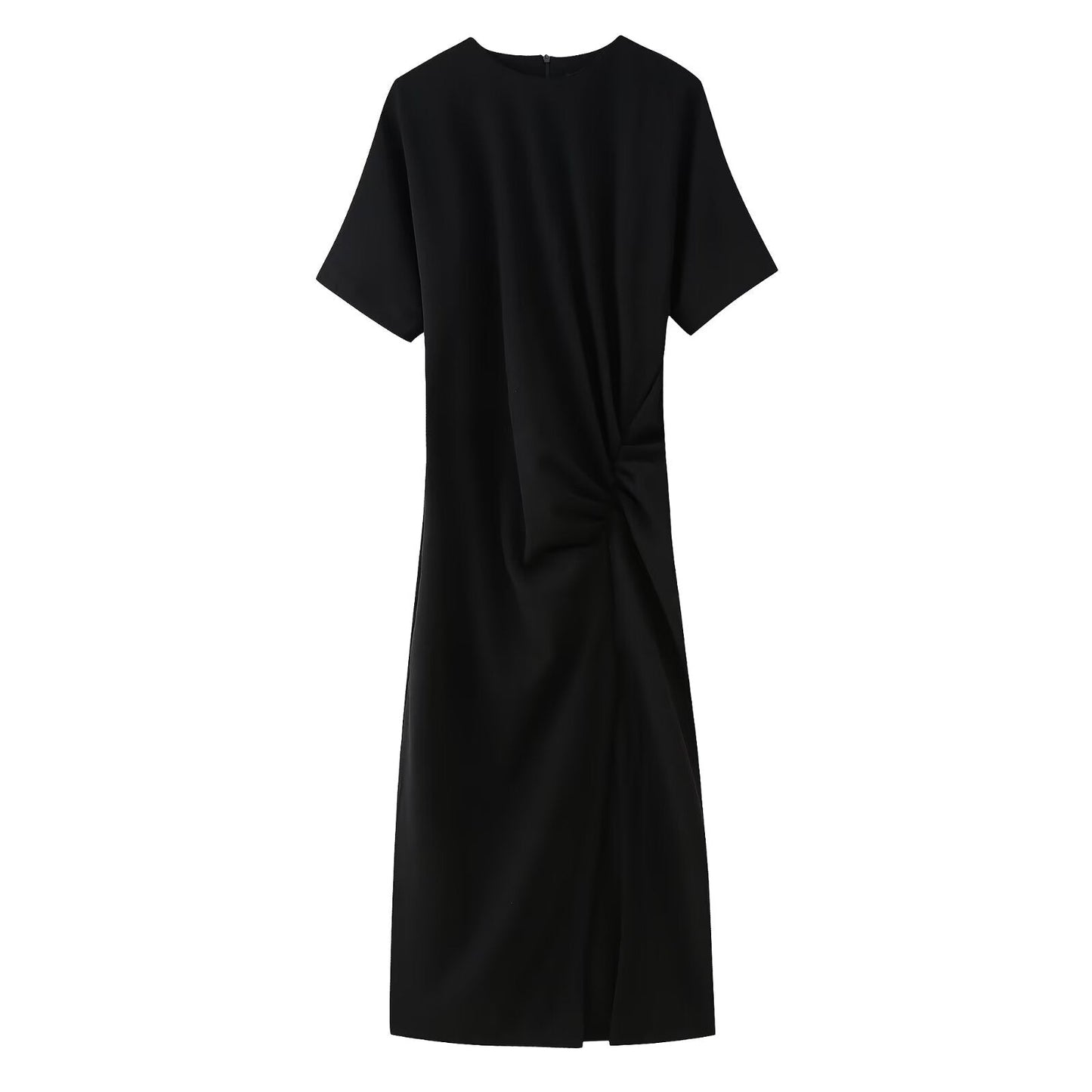 Spring Women Elegant Pleated Midi Dress
