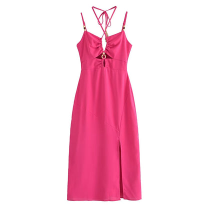 Summer Women Clothing Halter Chest Hollow Out Cutout Tube Top Dress