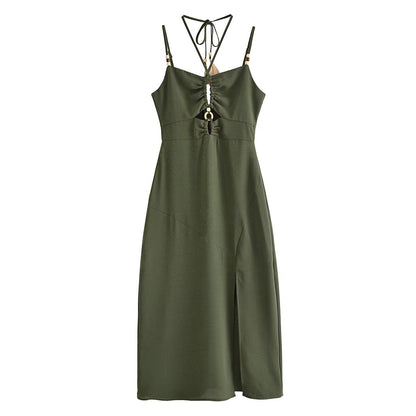 Summer Women Clothing Halter Chest Hollow Out Cutout Tube Top Dress