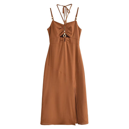 Summer Women Clothing Halter Chest Hollow Out Cutout Tube Top Dress
