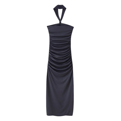 Spring Dress Women Slim Fit Slimming Casual Pleated Hip Design