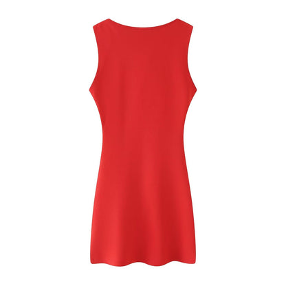 Women Clothing Spring Summer Casual Pleated Decoration Short Dress