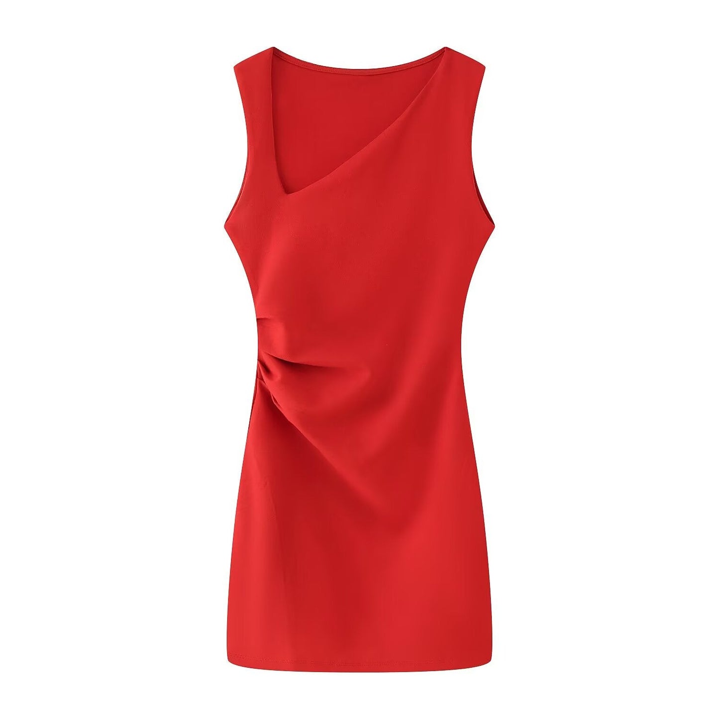 Women Clothing Spring Summer Casual Pleated Decoration Short Dress
