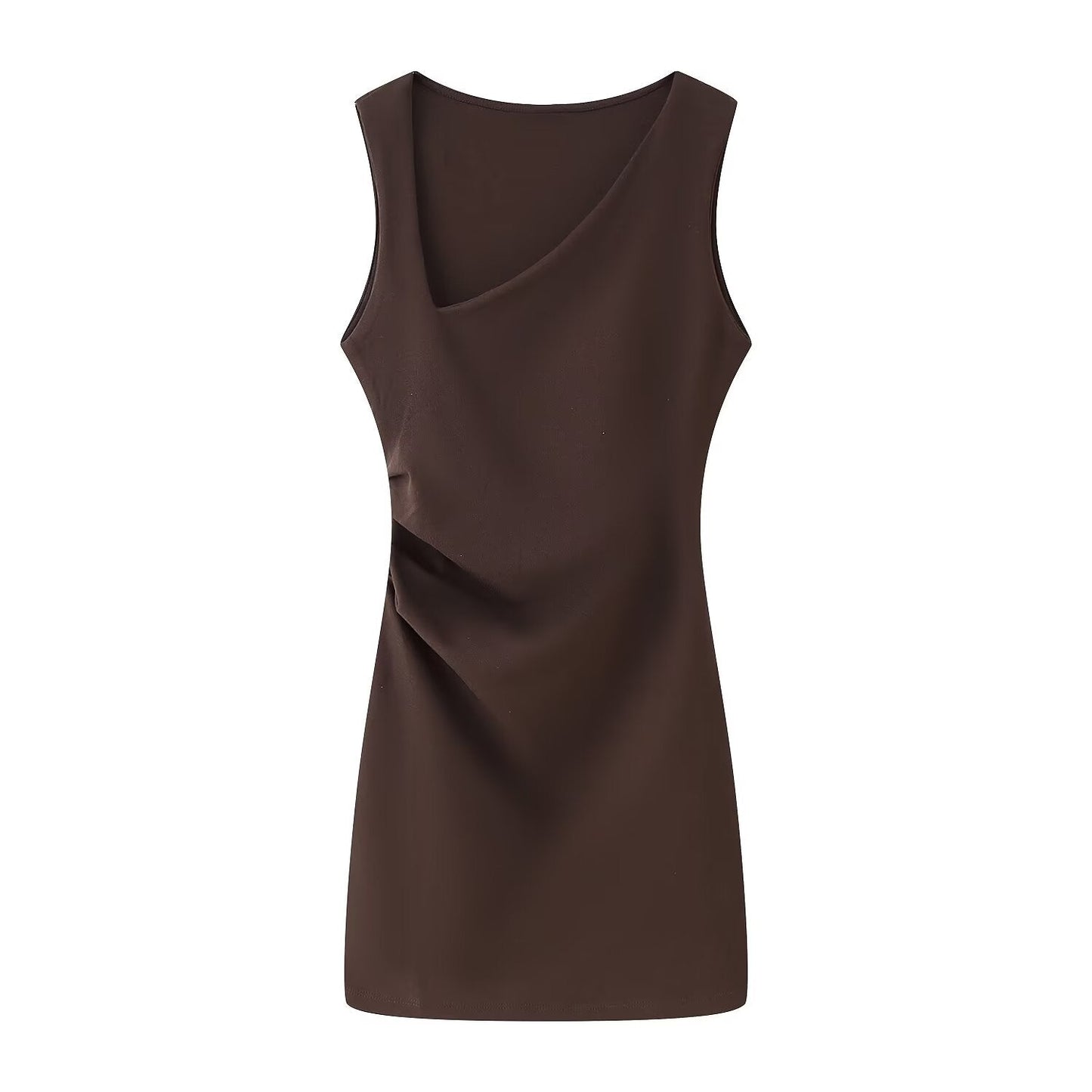 Women Clothing Spring Summer Casual Pleated Decoration Short Dress