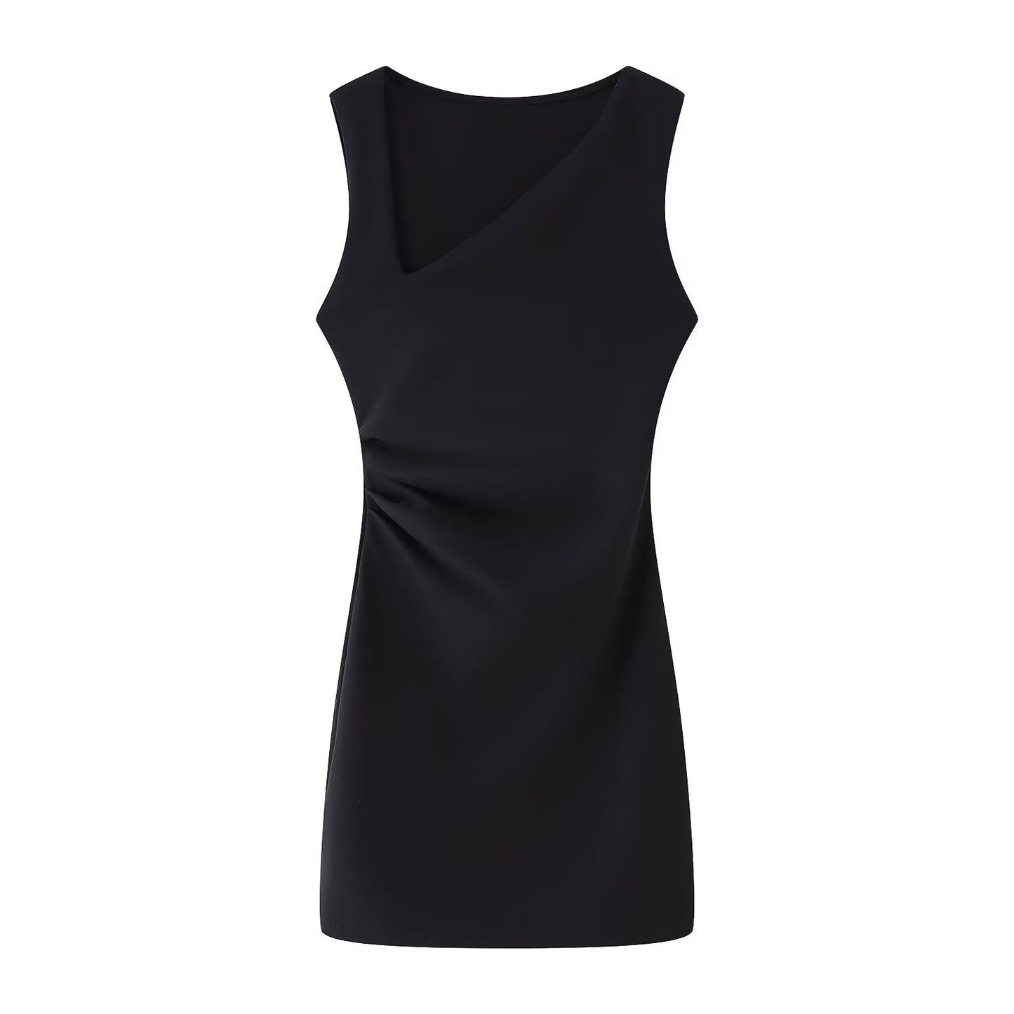 Women Clothing Spring Summer Casual Pleated Decoration Short Dress