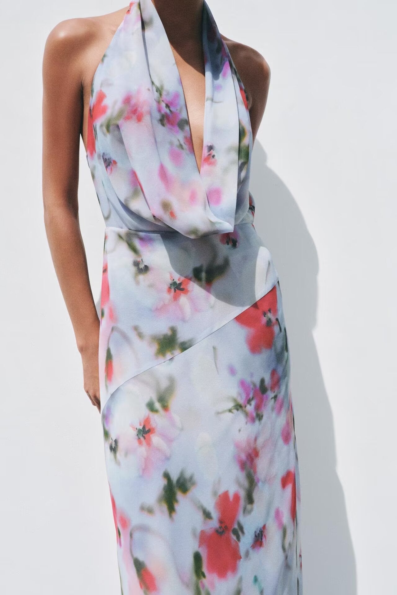 Spring Summer Women Fashionable Elegant Sexy Printing Hanging Collar Dress