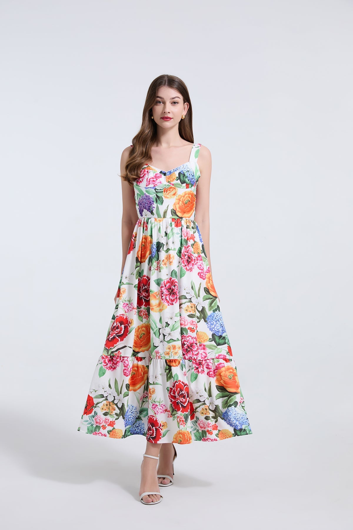 Women Elegant Summer Print Halter Slim Waistline Dress A Line Dress