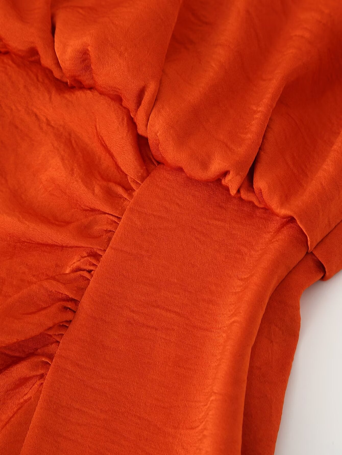 Spring Women Clothing Pleated Decorative Silk Satin Texture Dress