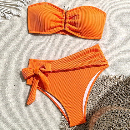 Swimwear Women Flat Bikini Sexy Split High Waist Beach Bikini Swimsuit