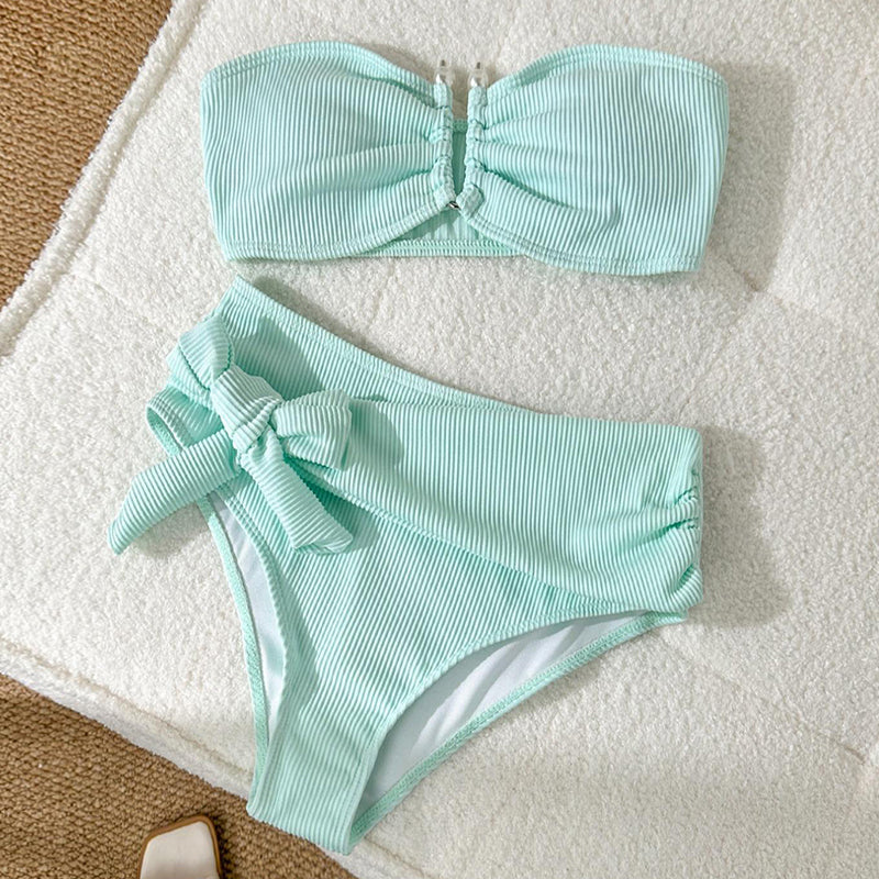 Swimwear Women Flat Bikini Sexy Split High Waist Beach Bikini Swimsuit