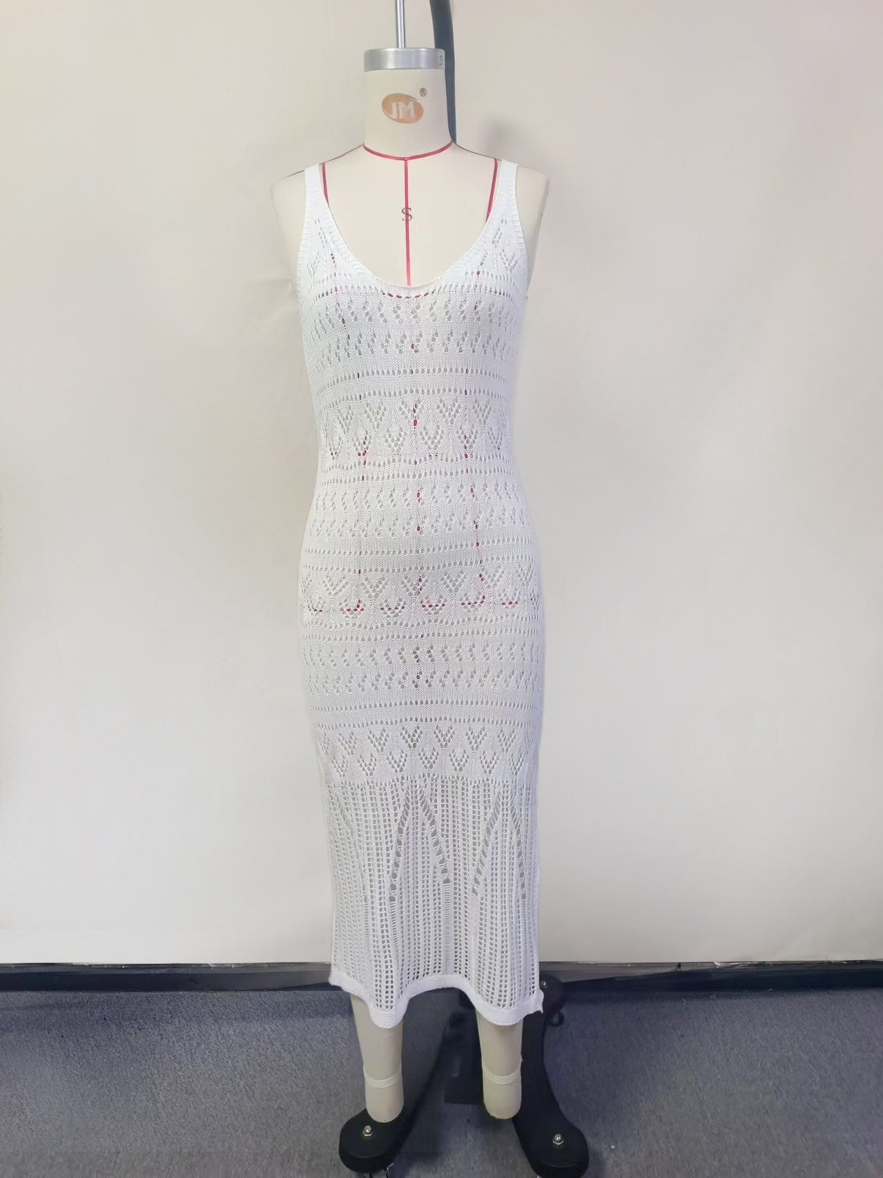 Beach Cover up Sexy Cutout Knitted Long Sling Backless Holiday Sun Proof Dress