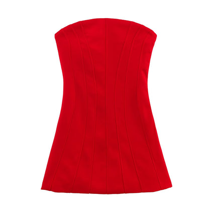 Women Clothing Summer Simple Slim Tube Top Short Dress
