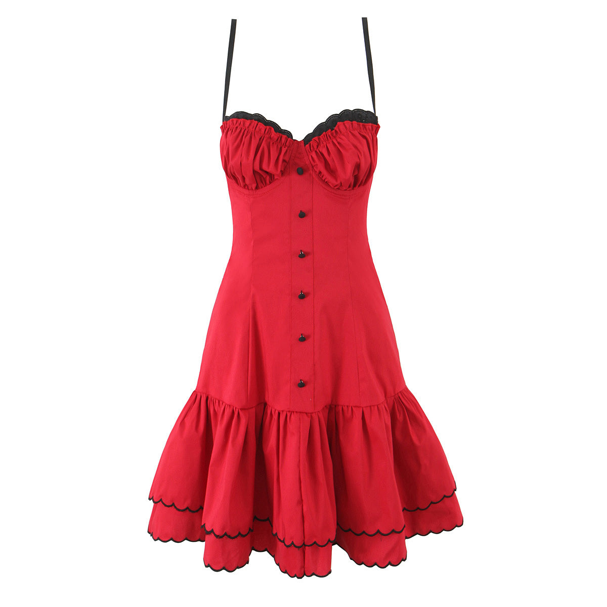 Spring Retro Sexy Embroidered Contrast Color Lace Sexy Tube Top Cami Dress