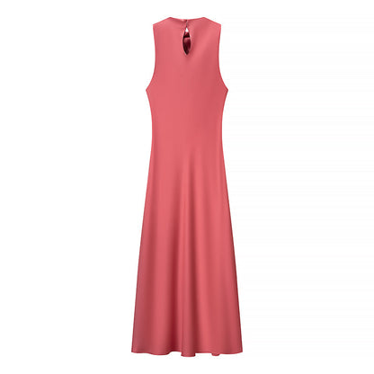 Summer Women Clothing Satin Texture Midi Dress