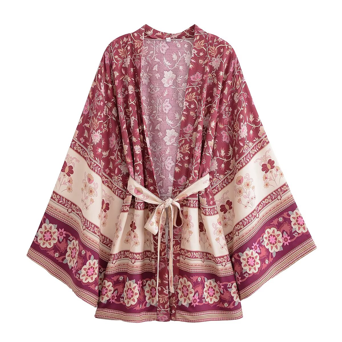 Rayon Printed Vacation Beach Belt Kimono