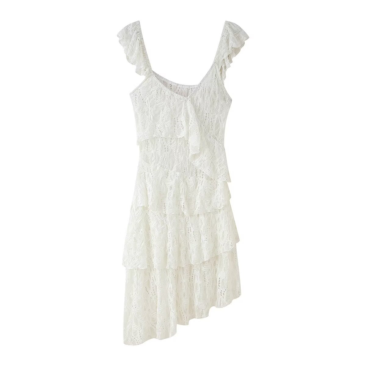 Spring Women Clothing French Design Lace Laminated Decoration Dress