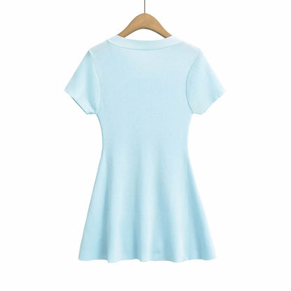 Summer Side Bow Decoration Lady Short Sleeve Dress