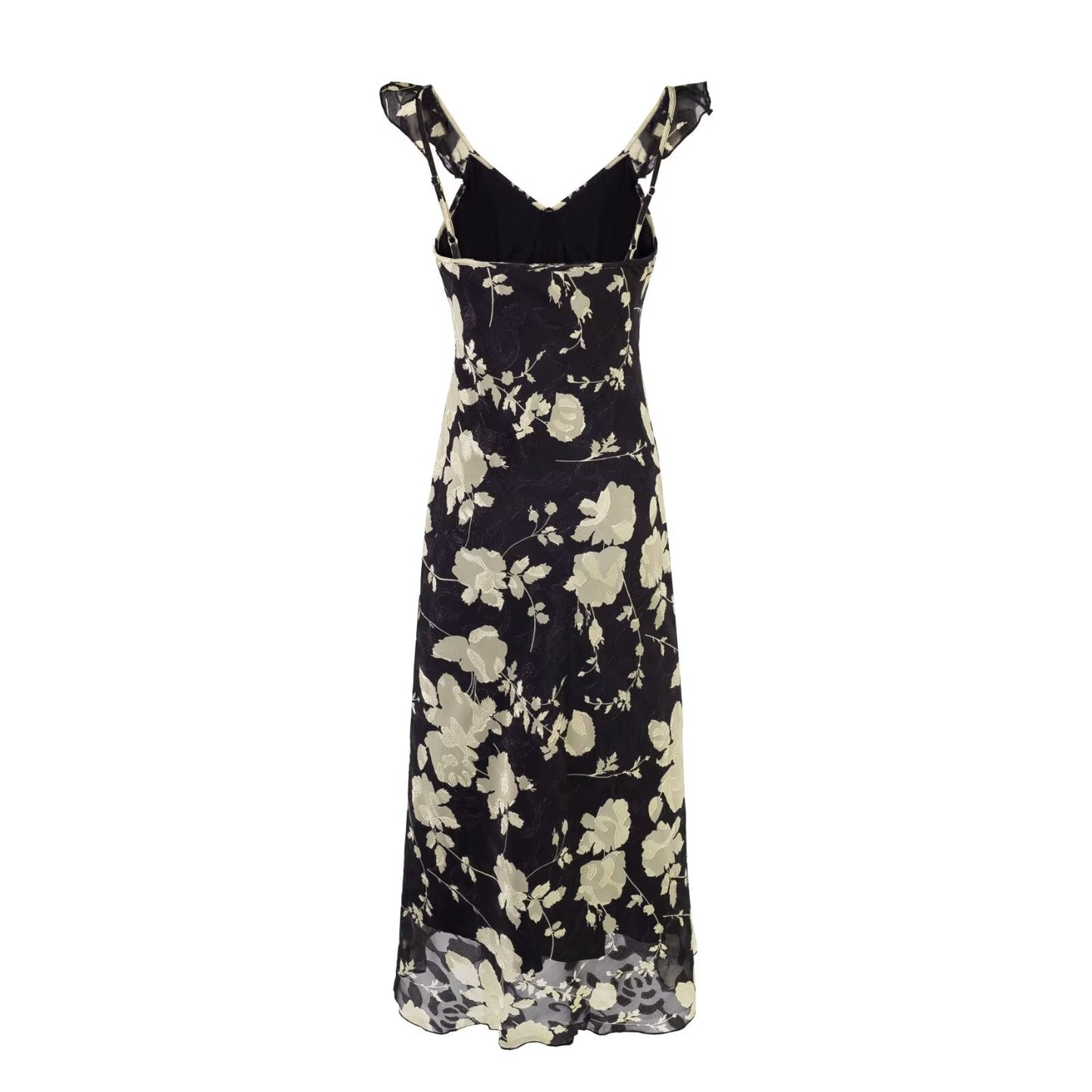 Summer Gentle Retro Design Lace Vest Skirt Floral Women Waist Tight Dress
