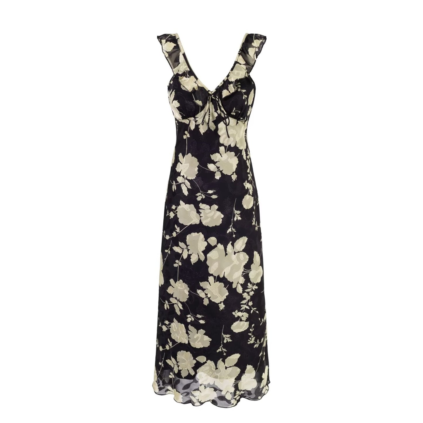 Summer Gentle Retro Design Lace Vest Skirt Floral Women Waist Tight Dress