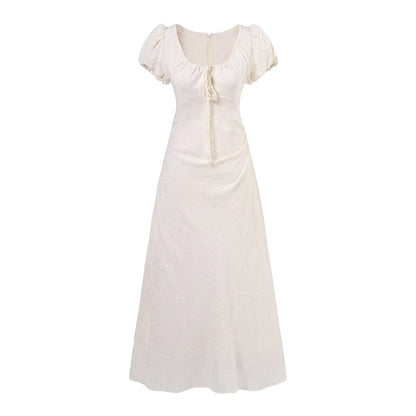 Vintage Summer Sexy Sexy Short Sleeve Drawstring Slim Fit Dress Jacquard Dress Holiday