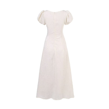 Vintage Summer Sexy Sexy Short Sleeve Drawstring Slim Fit Dress Jacquard Dress Holiday
